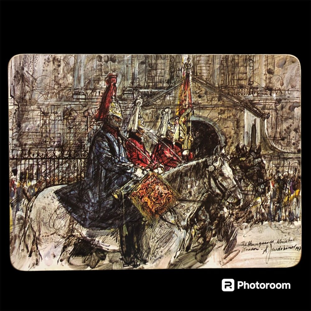 Vtg 1972 Set of 6 Clover Leaf Table Mats Placemat London Scenes Alex Jawdokimov - Picture 6 of 12